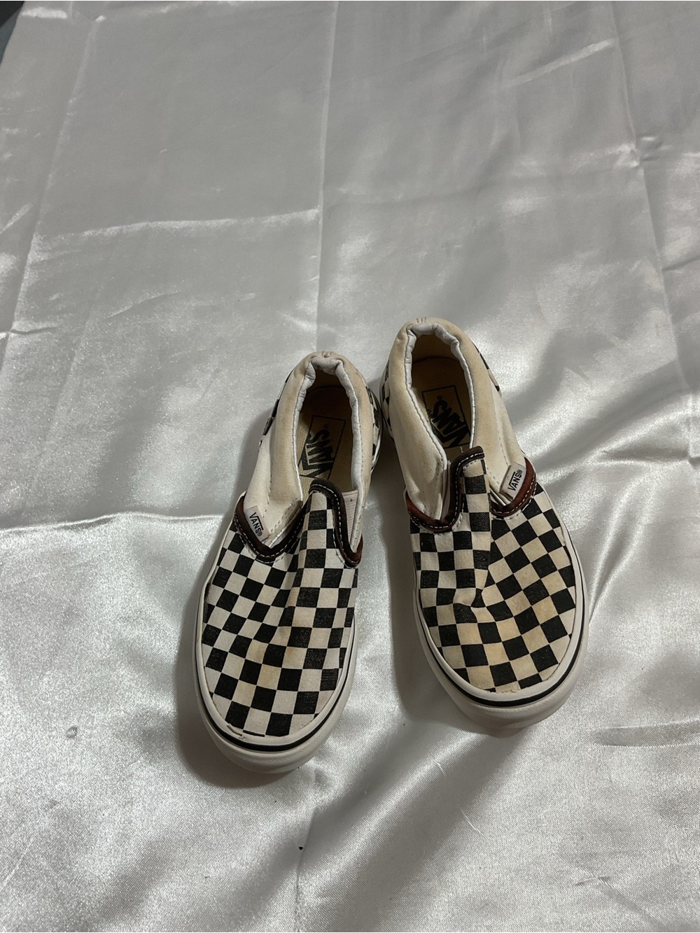 Kids Checkerboard Slip-On Sneakers - Black & White